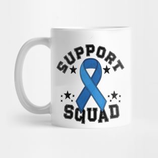 Colon Cancer Awareness " Support Squad " Blue Ribbon Mug